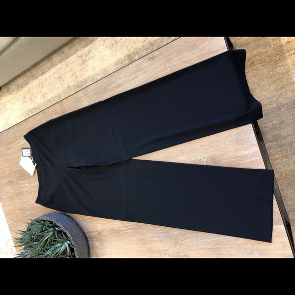 GIORGIO armani wide legs slack trousers solid midnight women's dress pants sz 42 - Picture 2 of 8